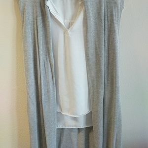 Long grey sleeveless duster